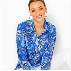 Lilly Pulitzer Alba Blue Giavana UPF 50+ Tunic Women's Size Large NWT